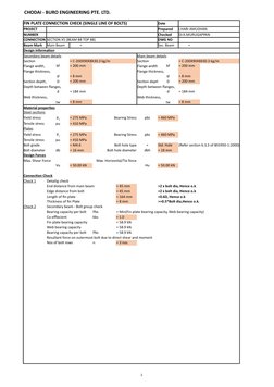CHODAI - BURO ENGINEERING PTE. LTD.
1
FIN PLATE CONNECTION CHECK (SINGLE LINE OF BOLTS)
Date
PROJECT
Prepared
I.HARI AMUDHAN