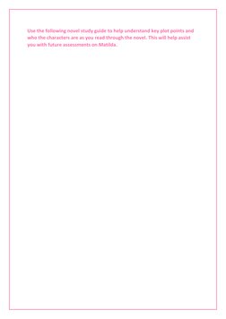 Matilda Novel Study Guide | PDF