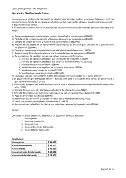 Ejercicios de Clasificación de Costos | PDF | Costo | Presupuesto