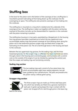 Stuffing box 
In the bore for the piston rod in the bottom of the scavenge air box a stuffing box is 
mounted to prevent lu