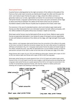 Steel portal frame 
 
A portal frame is distinguished by the rigid connection of the rafters to the posts of the 
frame so th