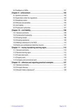 © The Law Society 2013 
 
Page 4 of 137 
8.4 Feedback on SARs ...............................................................