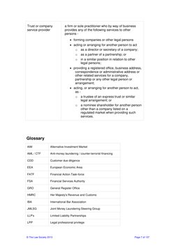 © The Law Society 2013 
 
Page 7 of 137 
Trust or company 
service provider 
a firm or sole practitioner who by way of busine