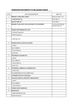Handover Documentation for Mr. Anand Kumar | PDF | Engineering | Evaluation