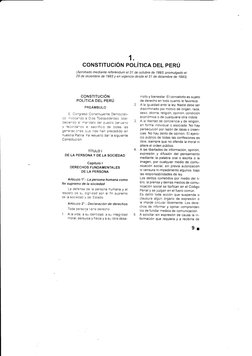 1.
CONSTITUCIÓN POLíTICA DEL PERÚ
(Aprobado mediante referéndum el 31 de octubre de 1993; promulgado el
29 de diciembre de 19