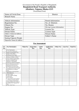 BRTA Fee Assessment and Application Form | PDF | Driver's License | Fee