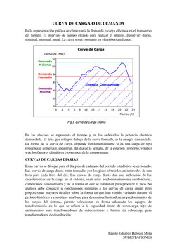 Fausto Eduardo Heredia Mora 
SUBESTACIONES 
CURVA DE CARGA O DE DEMANDA 
Es la representación gráfica de cómo varía la demand