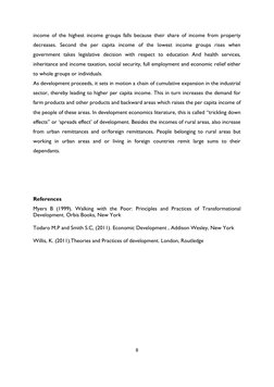 8 
 
income of the highest income groups falls because their share of income from property 
decreases. Second the per capita