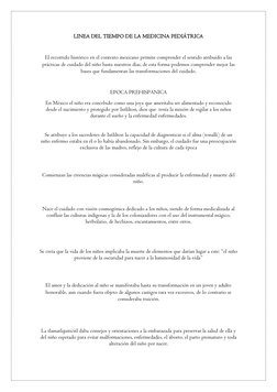 LINEA DEL TIEMPO DE LA MEDICINA PEDIÁTRICA 
  
El recorrido histórico en el contexto mexicano permite comprender el sentido a