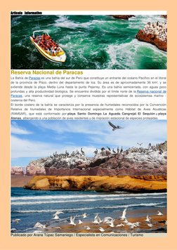 Articulo   Informativo                              
 
Reserva Nacional de Paracas  
La Bahía de Paracas es una bahía del sur