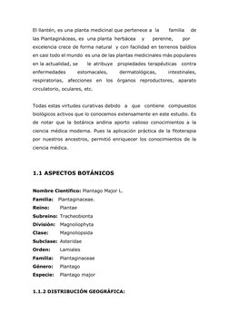 El llantén, es una planta medicinal que pertenece a  la 
familia 
de  
las Plantagináceas, es una planta herbácea 
y     pere