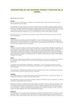 DESCRIPCIÓN DE LOS VESTIDOS TÍPICOS Y FESTIVOS DE LA
SIERRA
Vestimentas de uso Diario
Otavalo
Se cree que son de origen Mitim