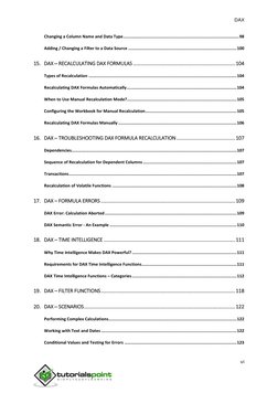 DAX
vi
Changing a Column Name and Data Type ...........................................................................