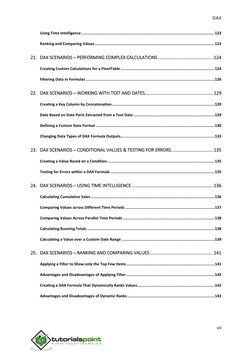 DAX
vii
Using Time Intelligence .......................................................................................