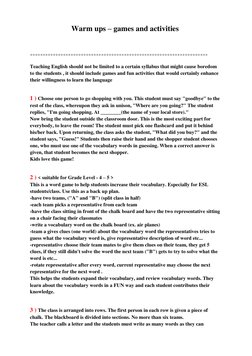 games and activities
 –
Warm ups 
 
 
********************************************************************** 
Teaching Engl