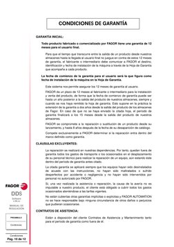 DDS
Software            
v.06.xx
MANUAL DE 
REGULACIÓN
PREÁMBULO
Condiciones
Condiciones
Pág. 10 de 12
GARANTÍA INICIAL:
Todo