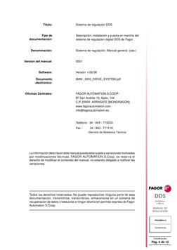 DDS
Software            
v.06.xx
MANUAL DE 
REGULACIÓN
Condiciones 
Pág. 3 de 12
PREÁMBULO
Condiciones
Título:
Sistema de reg