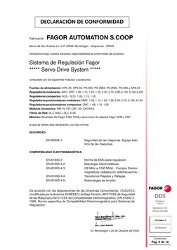 DDS
Software            
v.06.xx
MANUAL DE 
REGULACIÓN
Condiciones 
Pág. 9 de 12
PREÁMBULO
Condiciones
Fabricante: FAGOR AUTO