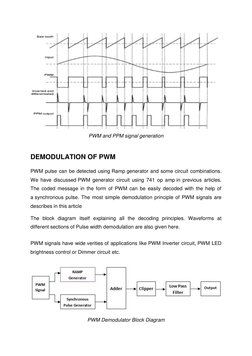 PWM and PPM signal generation 
  
DEMODULATION OF PWM 
PWM pulse can be detected using Ramp generator and some circuit comb