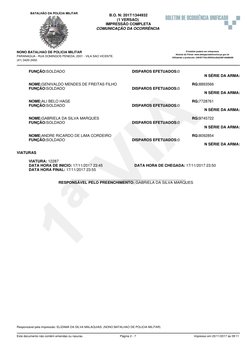 FUNÇÃO:SOLDADO
DISPAROS EFETUADOS:0
N SÉRIE DA ARMA:
NOME:GENIVALDO MENDES DE FREITAS FILHO
RG:8893566
FUNÇÃO:SOLDADO
DISPARO