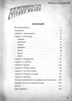 3
Tabla de Contenidos
Contenido
El vuelo del Águila	
4
Introducción	
12
Capítulo  1: Ambientación	
15
Capítulo  2: Personajes