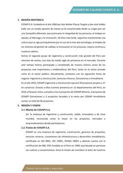 DOSSIER DE CALIDAD COSAPI S. A. 
 
 
 
 Gestión de la calidad y seguridad