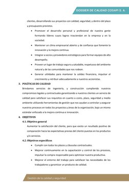 DOSSIER DE CALIDAD COSAPI S. A. 
 
 
 
 Gestión de la calidad y seguridad