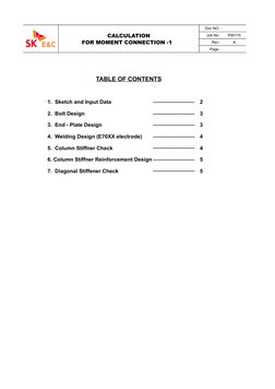 Doc NO. :
CALCULATION
Job No : 
P90115
FOR MOMENT CONNECTION -1  
Rev : 
A
Page : 
TABLE OF CONTENTS
1.  Sketch and Input Dat
