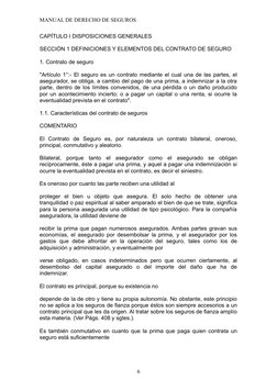 MANUAL DE DERECHO DE SEGUROS
CAPÍTULO I DISPOSICIONES GENERALES
SECCIÓN 1 DEFINICIONES Y ELEMENTOS DEL CONTRATO DE SEGURO
1.