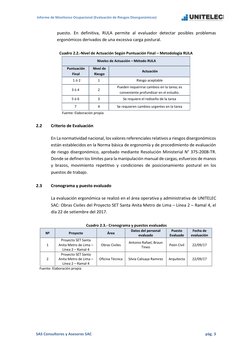 Informe de Monitoreo Ocupacional (Evaluación de Riesgos Disergonómicos)