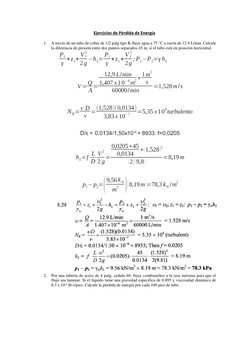 Ejercicios de Pérdida de Energía  
1. A través de un tubo de cobre de 1