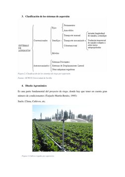 3. Clasificación de los sistemas de aspersión 
4. Diseño Agronómico 
Es una parte fundamental del proyecto de riego, donde ha