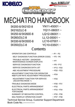 MECHATRO HANDBOOK
・OPERATOR CAB CONTROLS
Technical Service Group, Customer Support Department
Book Code No.:---------------
・