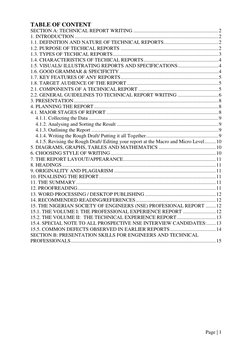 Page | 1  
 
TABLE OF CONTENT  
SECTION A: TECHNICAL REPORT WRITING .........................................................