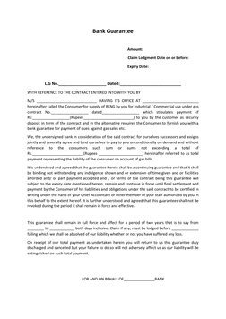 Bank Guarantee 
                          
                                               Amount: