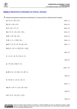 Ejercicios de Operaciones con Enteros 3º ESO | PDF | Entero | Teoría de ...