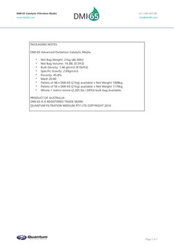 Dmi Filter DMI 65 Technical Data Sheet | PDF | Filtration | Water Purification