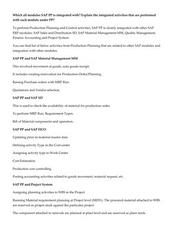 Which all modules SAP PP is integrated with? Explain the integrated activities that are performed 
with each module under PP?