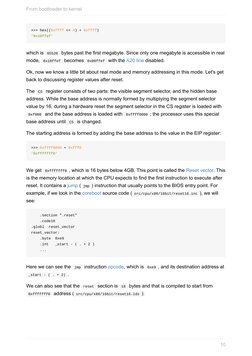 >>> hex((0xffff << 4) + 0xffff)
'0x10ffef'
which is  65520  bytes past the first megabyte. Since only one megabyte is accessi