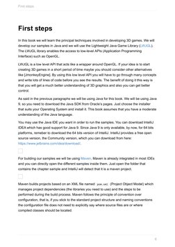 First steps
In this book we will learn the principal techniques involved in developing 3D games. We will
develop our samples