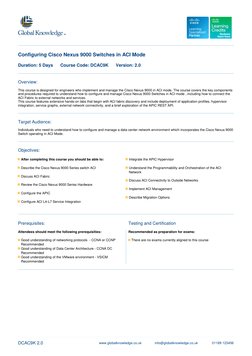 DCAC9K 2.0
www.globalknowledge.co.uk              info@globalknowledge.co.uk               01189 123456
Configuring Cisco Nex