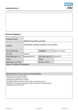www.jobs.nhs.uk
_____________________________________________________________________________
Previous Employer 1
Employer Na