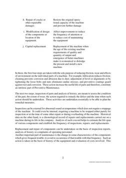 maintenance engineering and management 
2 
 
h.  Repair of cracks or       
Restore the original opera- 
    othe