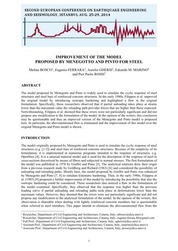 1 
 
 
IMPROVEMENT OF THE MODEL  
PROPOSED BY MENEGOTTO AND PINTO FOR STEEL 
 
Melina BOSCO1, Eugenio FERRARA2, Aurelio GHE