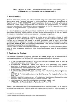 Libros y Registro de Costos – Información mínima, formatos y casuística. 
(Formatos 10.1; 10.2 y 10.3 de la R.S. Nº 234-2006/