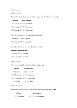 Estilo comum
Verbos do tipo I
Para verbos do tipo I deve-se substituir a vogal final do infinitivo por -anai.
Infinitivo
For