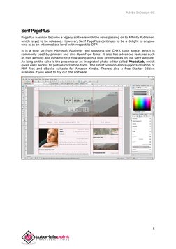 Adobe InDesign CC 
 
5 
 
Serif PagePlus 
PagePlus has now become a legacy software with the reins passing on to Affinity Pub