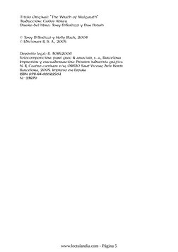 Título Original: "The Wrath of Mulgarath"
Traducción: Carlos Abreu
Diseño del libro: Tony DiTerlizzi y Dan Potash
© Tony DiTe