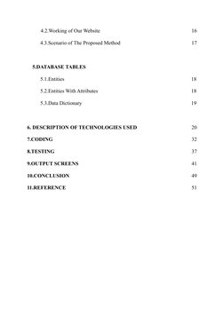 4.2.Working of Our Website
16
4.3.Scenario of The Proposed Method
17
5.DATABASE TABLES
5.1.Entities
18
5.2.Entities With Attr