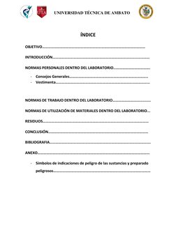 UNIVERSIDAD TÉCNICA DE AMBATO 
 
 
ÍNDICE 
OBJETIVO…………………………………………………………………………………………… 
INTRODUCC